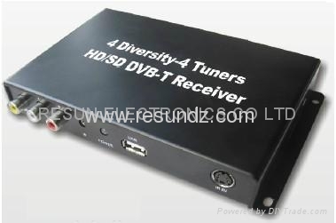 4 Diversity 4 Tuner HD MPEG-4 H.264 SD DVB-T Receiver for Car