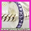 Sterling Silver European Spacer Beads With Purple Austrian Crystal