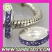 Sterling Silver European Spacer Beads With Purple Austrian Crystal