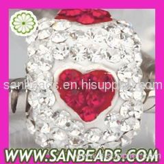 Fashion Sterling Silver European Austrian Crystal Beads With Heart