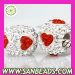 Fashion Sterling Silver European Austrian Crystal Beads With Heart