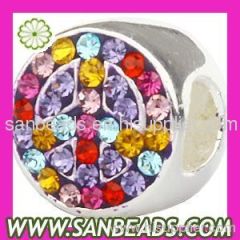 Wholesale 925 Sterling Silver Charm Peace Beads With Austrian Crystal