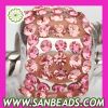 Hot sale silver Charm bead with Pink crystal