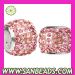 Hot sale silver Charm bead with Pink crystal