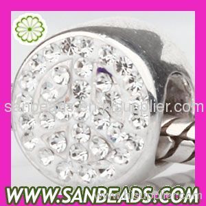 New Cheap White Crystal 925 Silver Charm Peace Beads