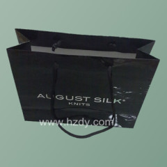 Black paper bag with white logo-Glossy lamination