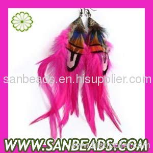 2012 New Fashion Long Colorful feather earrings jewelry