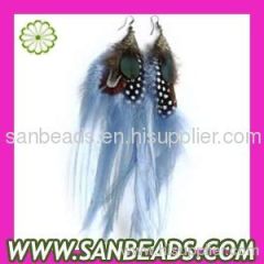 Fashion Newest long Colorful feather earrings wholesale jewellery for women