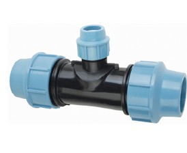 PP Reducing Tee With PN16 Compression Fittings