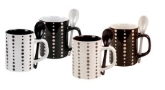 Creative Decal Stoneware Mugs With Spoon