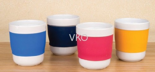 White Porcelain Mug With Colorful Silicone Grip