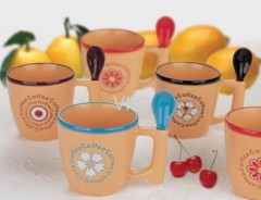 Customized Design Advertising Ceramic Cup With Spoon