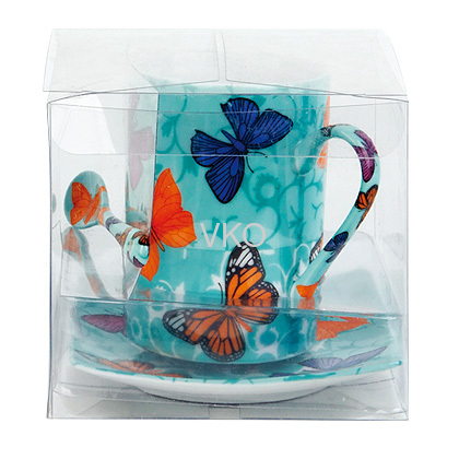Colorful Butterfly Design New Bone China Mug With Saucer