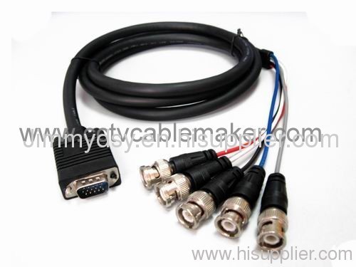 HD15 to BNC cable, VGA to 5 BNC cable