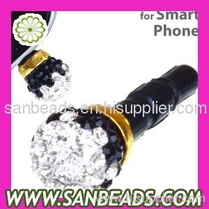 Hot selling Crystal Ball Cute dust plug for earphone jack