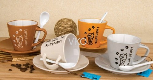 Ceramic Mug With Spoon And Saucer