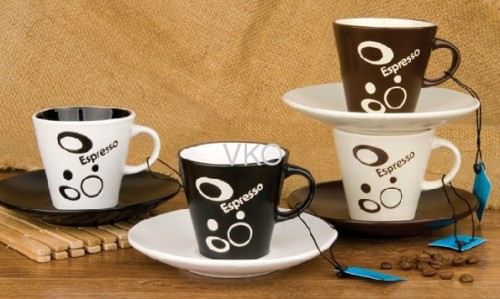 Decal Printing Ceramic Coffee Mug With Saucer