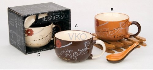 Ceramic Soup Mugs With Spoon