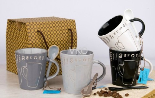 Engrave Ceramic Soup Mugs With Spoon