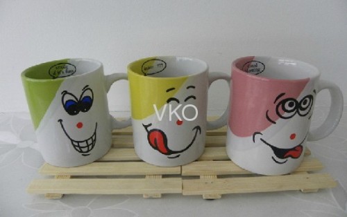 Ceramic Smile Face Decal Printing Design Promotional Mugs