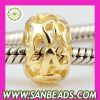 New Arrival Wholesale 925 Sterling Silver Lucky Number charm Gold Plated Beads