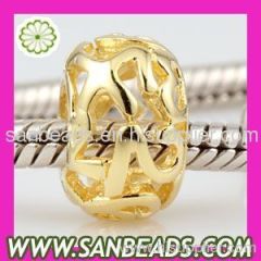 New Arrival Wholesale 925 Sterling Silver Lucky Number charm Gold Plated Beads