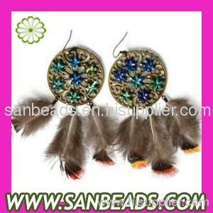 2012 newest design colorful feather earring jewelry