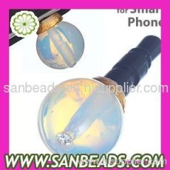 Opal Bead Earphone Jack Accessory Dust Plug Stopper for Mobile phone