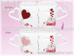 Kissing mug Valentine Gift Couple Mug for Promotional heart shape valentine
