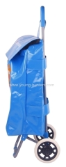 Simple Design Practical Iron 2 Wheels Foldable Blue Shopping Trolley Cart