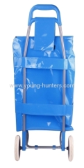 Simple Design Practical Iron 2 Wheels Foldable Blue Shopping Trolley Cart