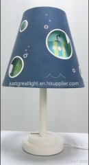 Lovely blue children table lamp with wood base for living room TL019
