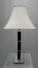 White fabric traditional table lamp with chrome base for tavern TL030