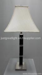 White fabric traditional table lamp with chrome base for tavern TL030