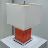 Leather orange table lamp with cube white shade for living room TL007