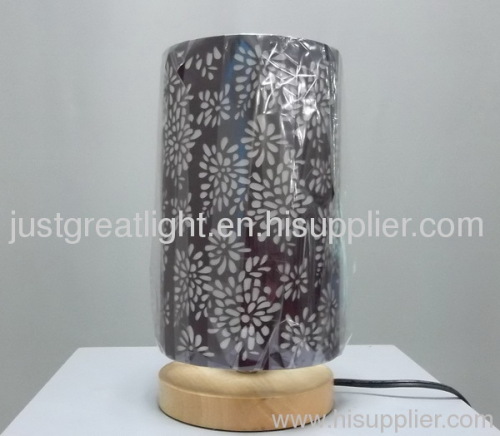 Arc deco fabric column laser carving table lamp for hotel TL011