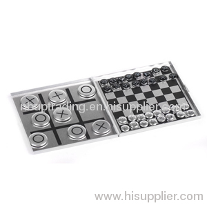 ALUMINIUM GAME SET 2 IN 1 GAME(CHESS,TIC TAC TOE)