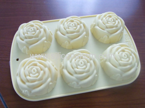 6 Rose / Roses Fancy & Stylish Flexible Silicone Muffin Mould