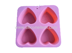 4 PINK Friend Heart Silicone Mould