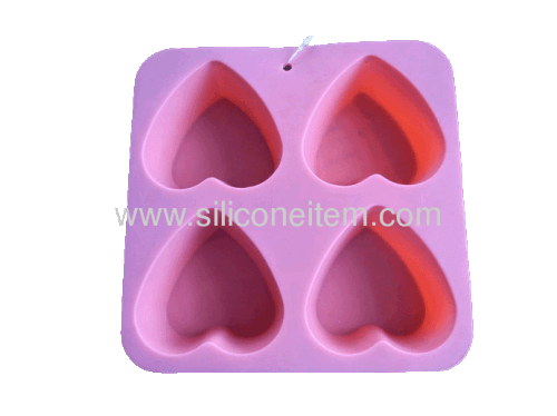4 PINK Friend Heart Silicone Mould