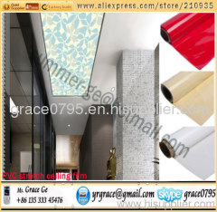 0.18mm thick 1~5m width, 50-150m length per roll lacquer/satin/translucent/metallic/printed PVC stretch ceiling film