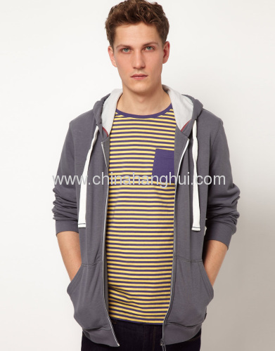 Mens Fashion Hooded Zip Through Sweat shirt