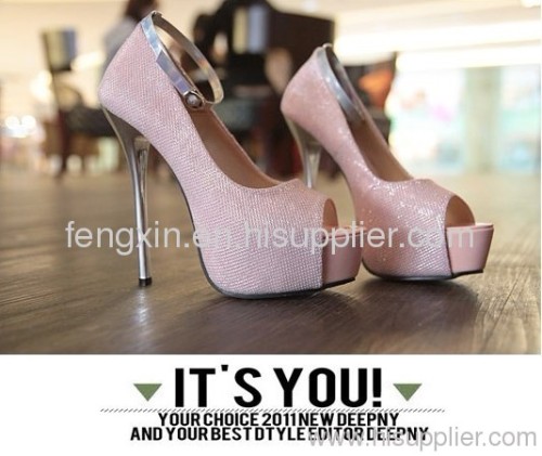 pink peep toe girls high heel sexy purity dress shoe for lady