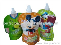 Plastic juice pouch with spout