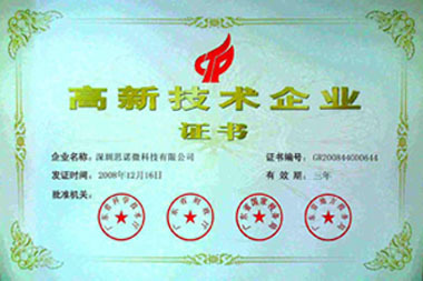 Certificate of High and new technology enterprises