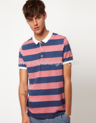 Mens Fashion Polo T-Shirts With All Over Printed Stripe
