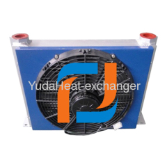 hydraulic oil cooler for drilling machinery,with 12/24V DC fan assembly,plate fin type heat exchanger
