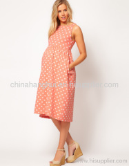 Stylish Maternity Midi Dress In Spot Print