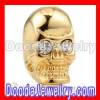 Gold plated Sterling Silver shamballa Skull Head Bead with Clear Crystal stone