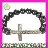 2012 hottest trend Hematite bead bracelet With Cross